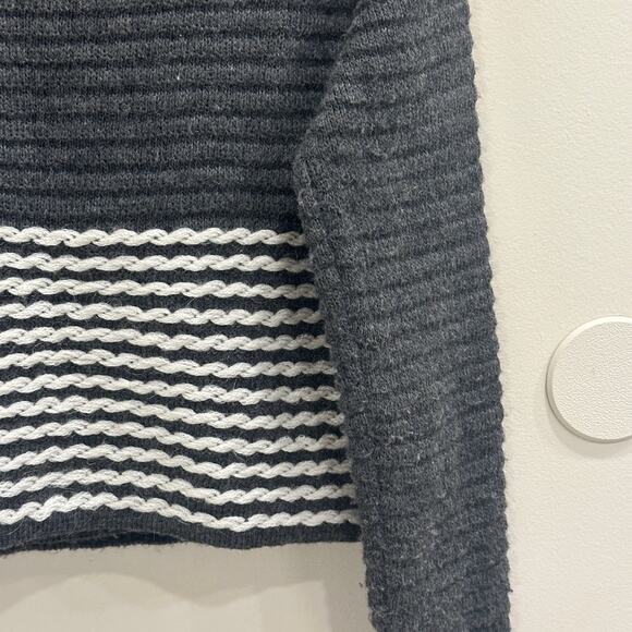 Mary Firenze Anthropologie Gray White Stripe Wool Mohair Blend Wrap Cardigan S - Picture 6 of 9